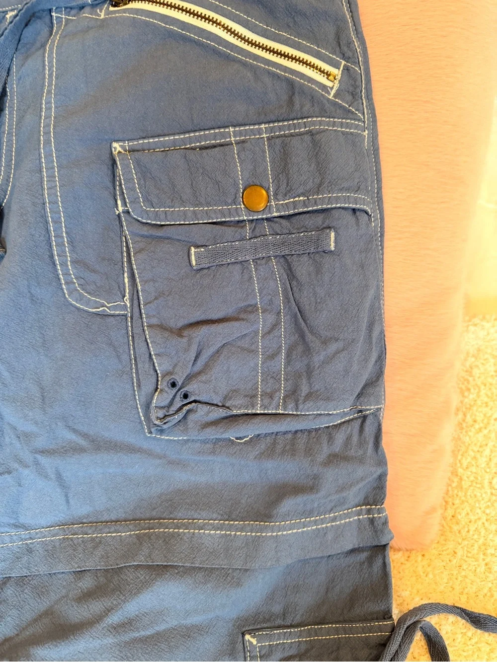Free People Last Time Stacked Parachute Pants (professionally died BLUE)